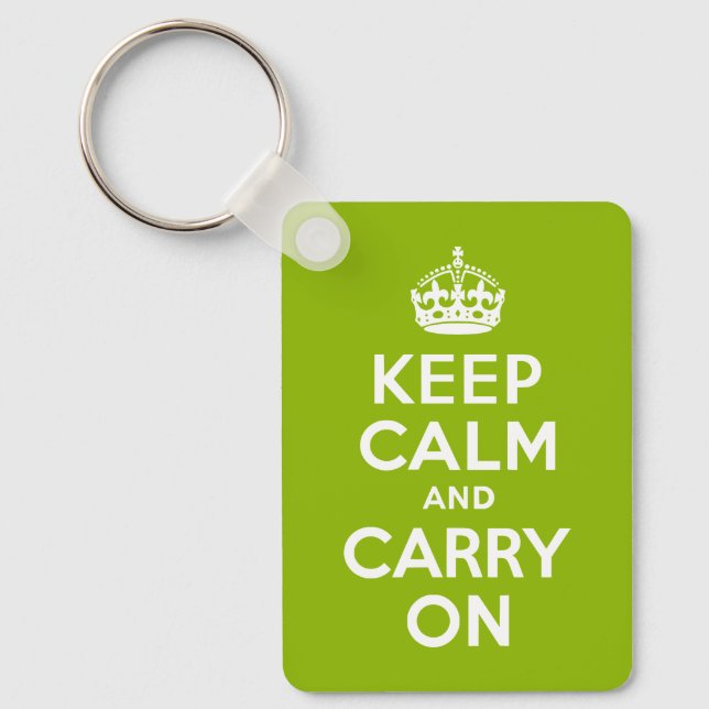Apple Green Keep Calm and Carry On Key Ring (Front)