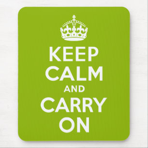 Apple Green Keep Calm and Carry On Mouse Mat