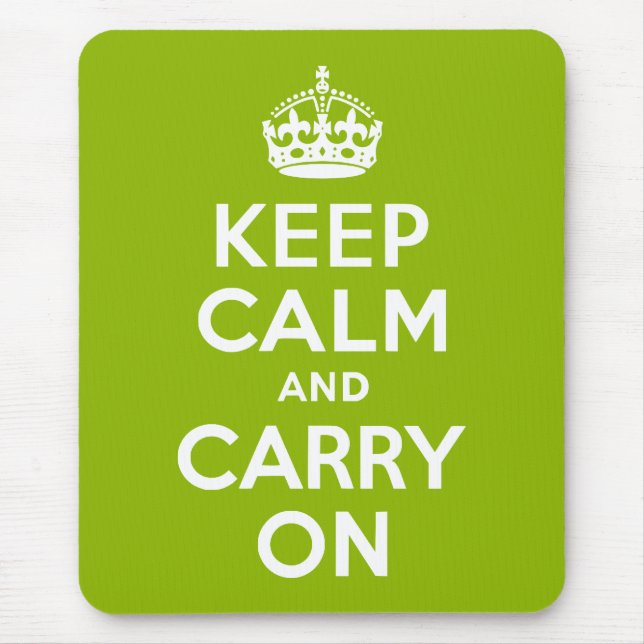 Apple Green Keep Calm and Carry On Mouse Mat (Front)