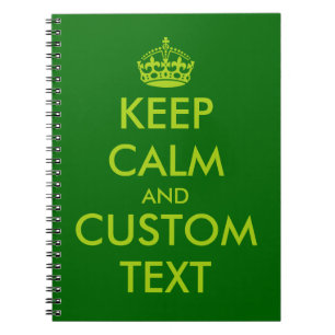 Apple green Keep Calm notebook   Personalised text