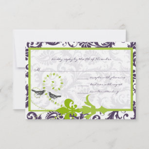 Apple Green Lapis Purple Bird Response Card