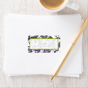Apple Green & Lapis Purple Damask Dots Label
