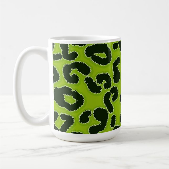 Apple Green Leopard Animal Print Coffee Mug (Left)