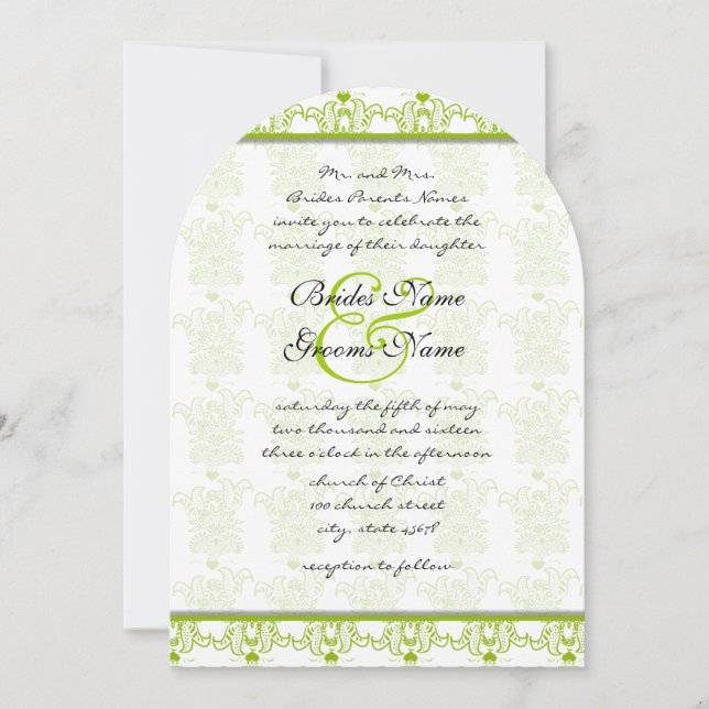 Apple Green Love Birds Wedding Invitation (Front)