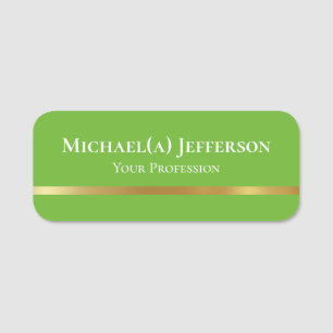 Apple Green Luxury Gold Line Professional Name Tag