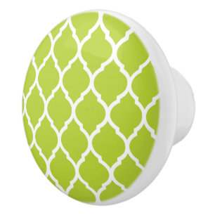 Apple Green Moroccan Quatrefoil Ceramic Knob