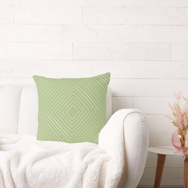 apple green Nested Thin White Squares Tribal Cushion (Couch)