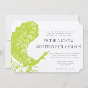 Apple Green Peacock Wedding Invitation