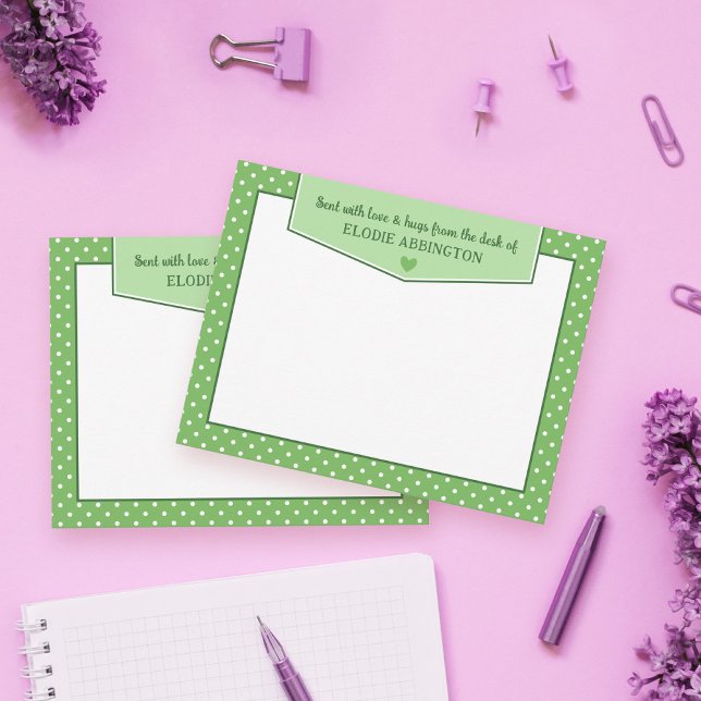 Apple Green Polka Dots Heart Sent With Love & Hugs Card (Creator Uploaded)