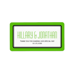 Apple green rectangular frame wedding favour label