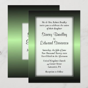 Apple Green Shine Dated Front Wedding Invitation