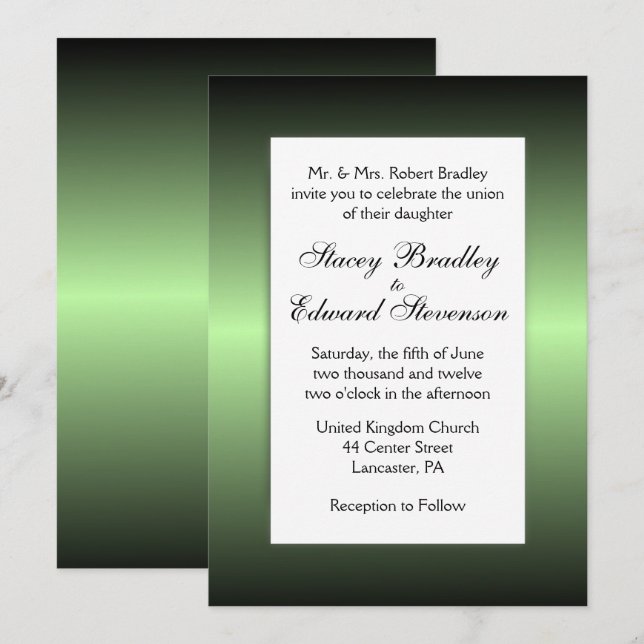 Apple Green Shine Wedding Invitation (Front/Back)