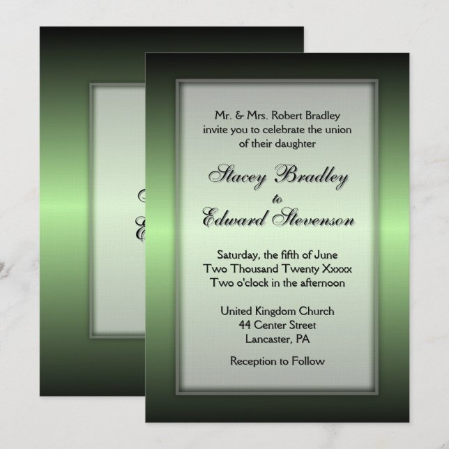 Apple Green Shine Wedding Invitation (Front/Back)