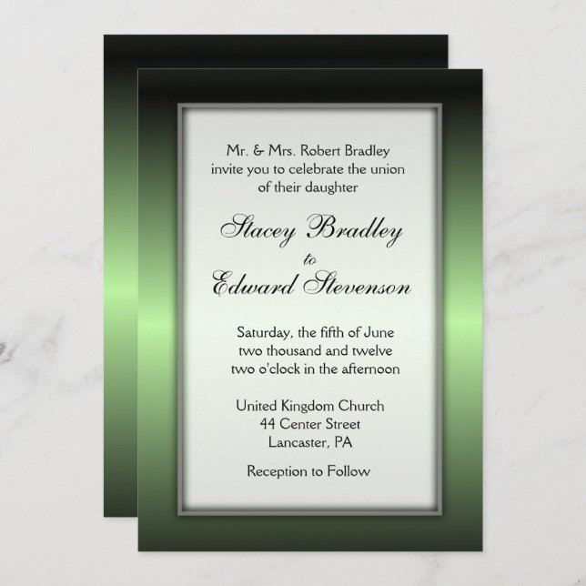 Apple Green Shine Wedding Invitation 5" x 7" (Front/Back)