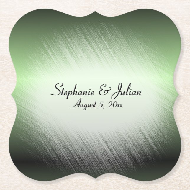 Apple Green Shine Wedding Suite Paper Coaster (Front)