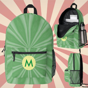 Apple Green Sunburst Monogrammed Yellow Circle Printed Backpack