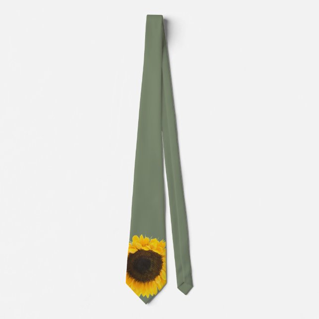 Apple Green Sunflower Wedding Tie (Front)