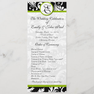 Apple Green Trim Damask Swirls Wedding Program Programme