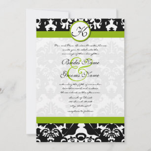 Apple Green Victorian Damask Wedding Invitation