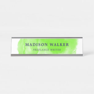 Apple Green Watercolor Desk Name Plate
