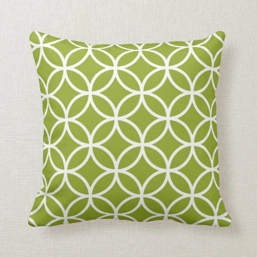 Image of Apple Green & White Modern Geometric Pattern Cushion