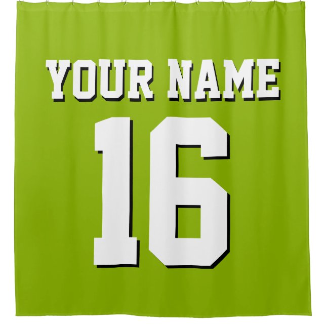 Apple Green White Sports Jersey Team Jersey Shower Curtain (Front)