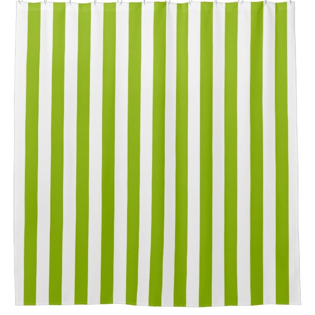 Apple Green White Vertical Stripe NL #0 Shower Curtain (Front)