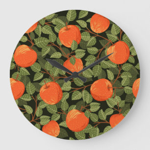 Apple Harvest: Green Leaves Vintage Large Clock