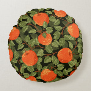 Apple Harvest: Green Leaves Vintage Round Cushion