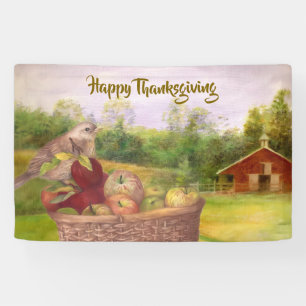 Apple Harvest Happy Thanksgiving Custom Banner