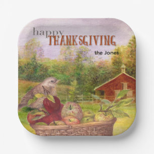 Apple Harvest Happy Thanksgiving Paper Plate