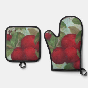 Apple Harvest, Red and Green Oven Mitt & Pot Holder Set