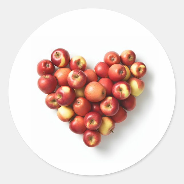 Apple Heart Classic Round Sticker (Front)