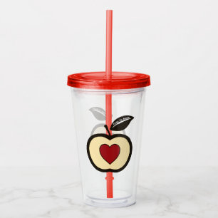 Apple & Heart Red & Black Food to Grow Logo Acrylic Tumbler