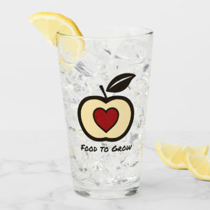 Apple & Heart Red & Black Food to Grow Logo  Glass