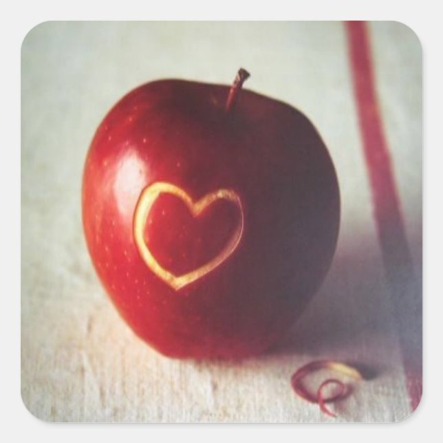 Apple Heart Square Sticker (Front)