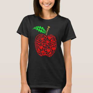 Apple Hearts Background Valentine's Day Teacher St T-Shirt