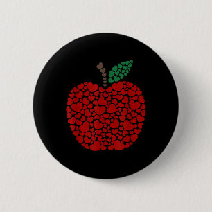 Apple Hearts Valentines Day Teacher Students 6 Cm Round Badge