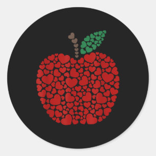Apple Hearts Valentines Day Teacher Students Classic Round Sticker