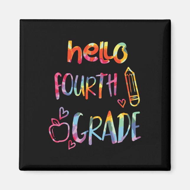 Apple Hello Fourth Grade 4th First Day Of School T Magnet (Front)