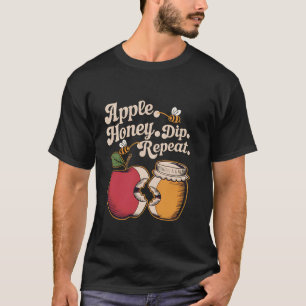 Apple Honey Dip Repeat Funny Rosh Hashanah Jewish T-Shirt