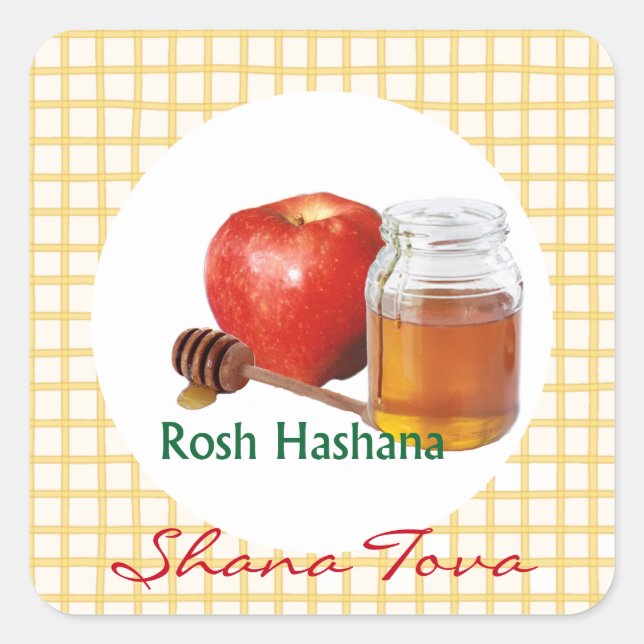 Apple Honey Sweet New Year Square Sticker (Front)