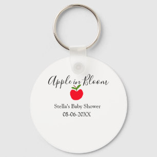 Apple in bloom baby shower red apple name date key ring