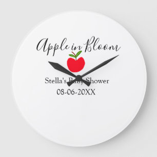 Apple in bloom baby shower red apple name date large clock