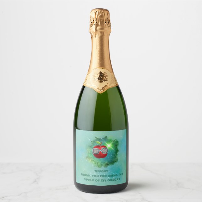 Apple in Thankful Galaxy Sparkling Wine Label (Front)