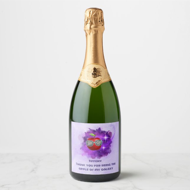 Apple in Thankful Galaxy Sparkling Wine Label (Front)