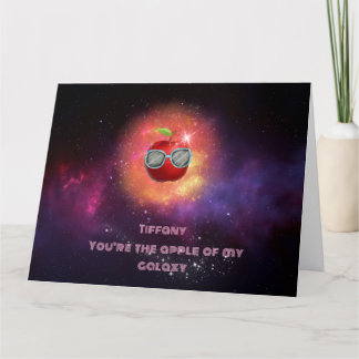 Apple in Thankful Galaxy Thank You Card