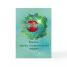 Apple in Thankful Galaxy Thank You Card