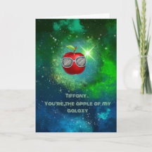 Apple in Thankful Galaxy Thank You Card