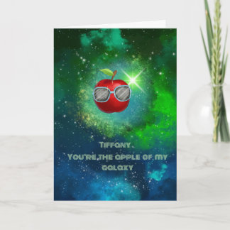 Apple in Thankful Galaxy Thank You Card